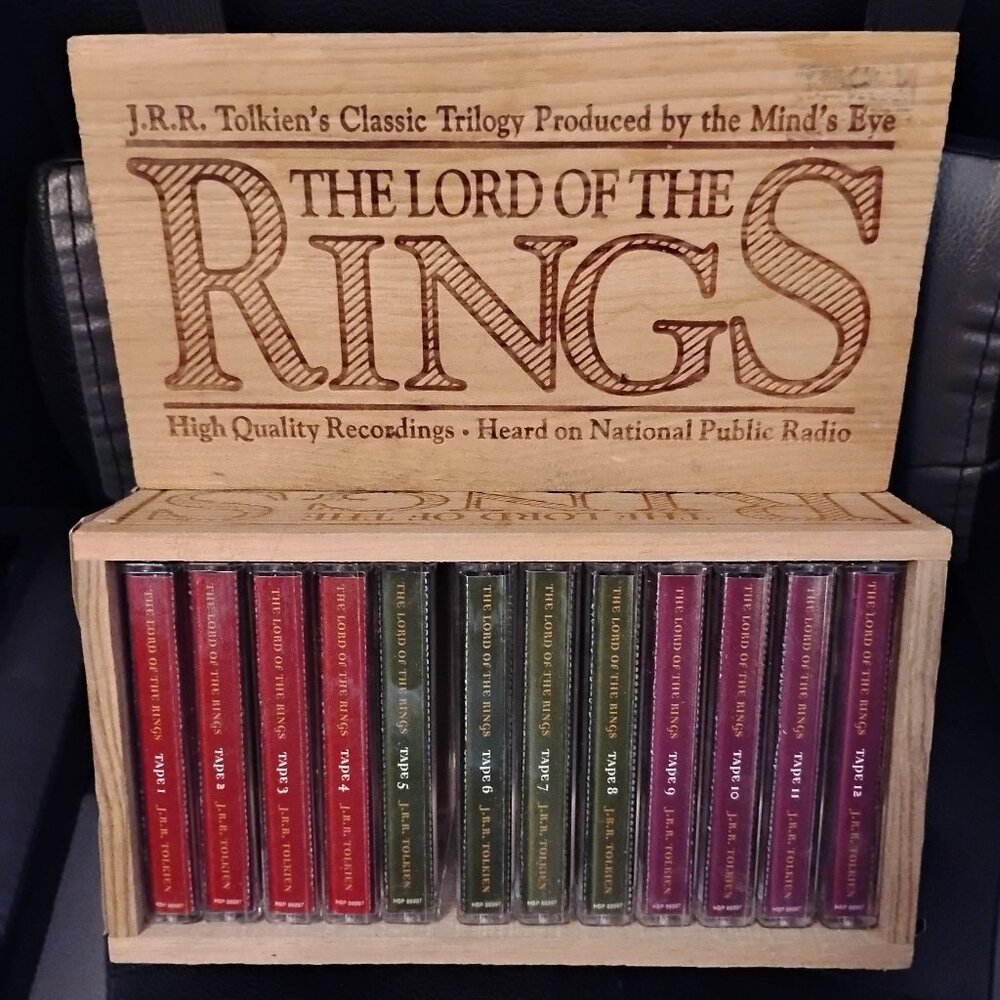 J.R.R. Tolkien 12-Tape Lord Of The Rings Audio Cassette Wooden Box 2001 Reissue